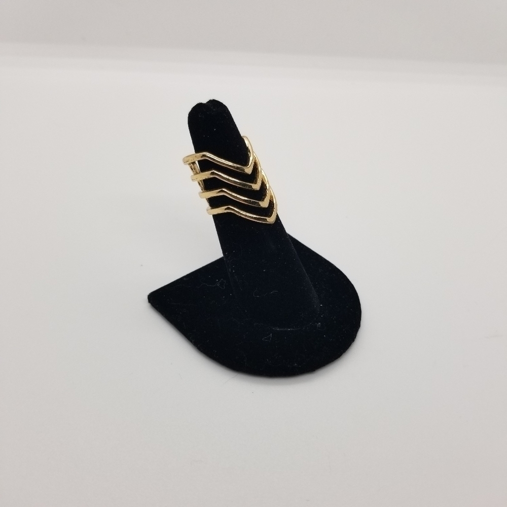 wide gold tone ring layered chevrons